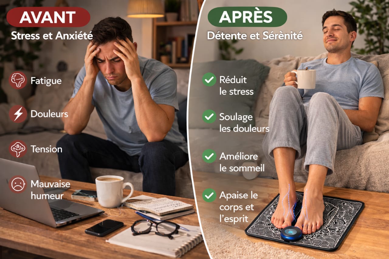Tapis de Massage EMS Intelligent – Soulage le Stress, la Fatigue et les Douleurs aux Pieds en quelques minutes ⚡🦶